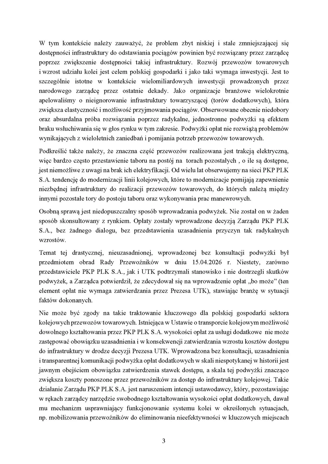 Po apelu RBF, ZNPK i IGTL PKP PLK wycofują się z podwyżki opłat sięgającej 1797%.
